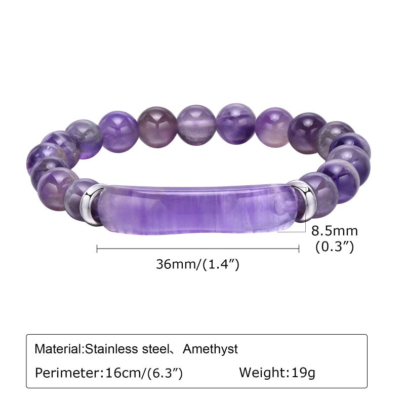 Amethyst Woven Beaded Bracelet for Women Fashion Jewelry Boho Style Elastic String Handmade Charm Bracelets Gift for Her