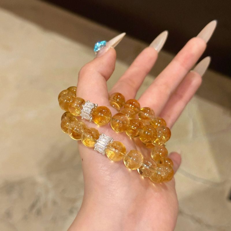 Authentic Natural Yellow Crystal Yellow Pagoda Mountain Yellow Acai Lucky Bracelet Universal for Goddesses